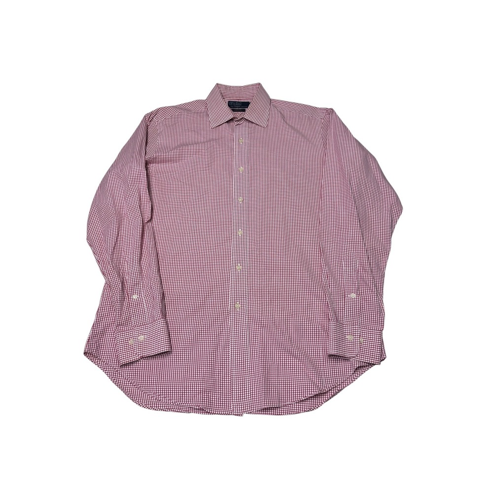 Polo Ralph Lauren Curham Classic Fit Gingham Shirt Burgundy White Mens 16 34/35